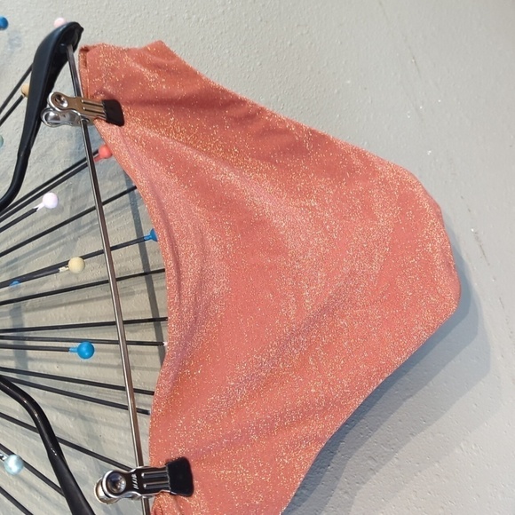 Soluna Lurex Shimmer Gold Swim Bikini Set Top and Bottoms Size Large Sweetheart - Picture 6 of 14